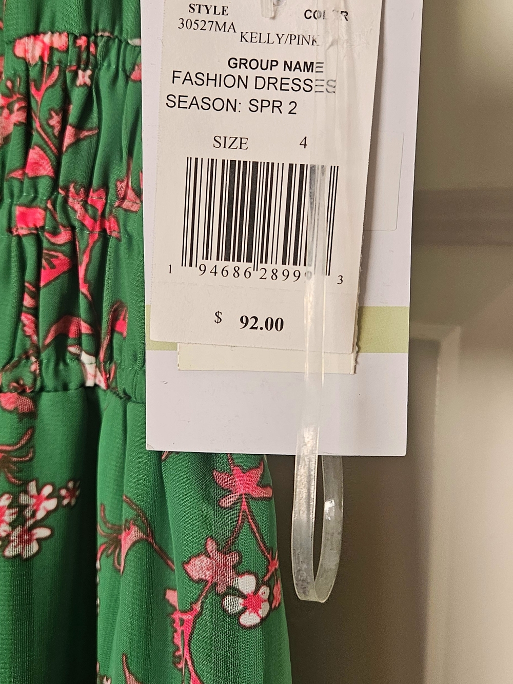 Maison Tara Green Floral Maxi Dress with Pink & White Blooms - Picture 3 of 6